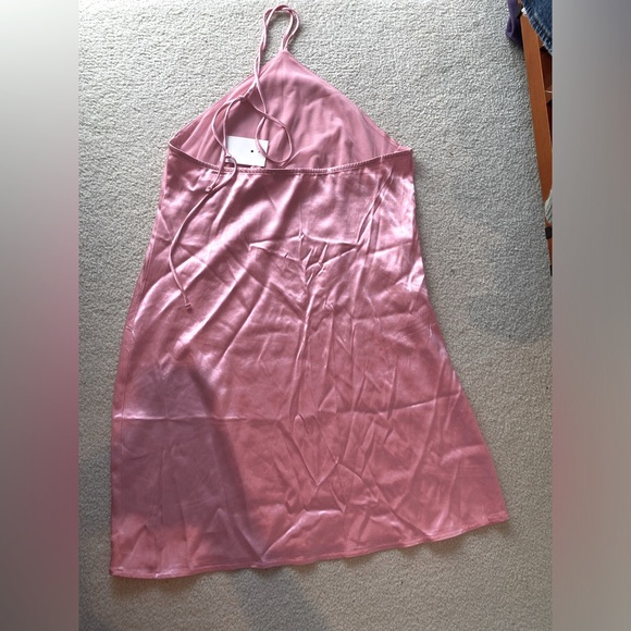 NWT ZARA Satin halter neck dress size L pastel pink - Picture 7 of 13